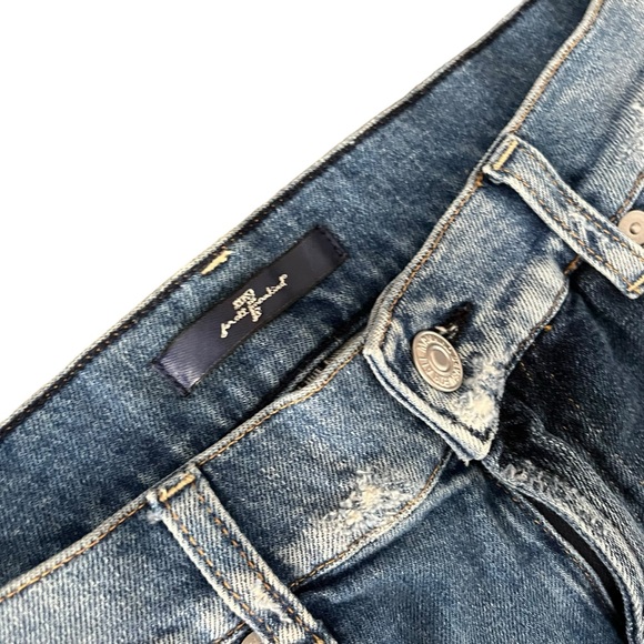 7‎ for all mankind patchwork denim distressed straight leg jeans - Picture 5 of 16